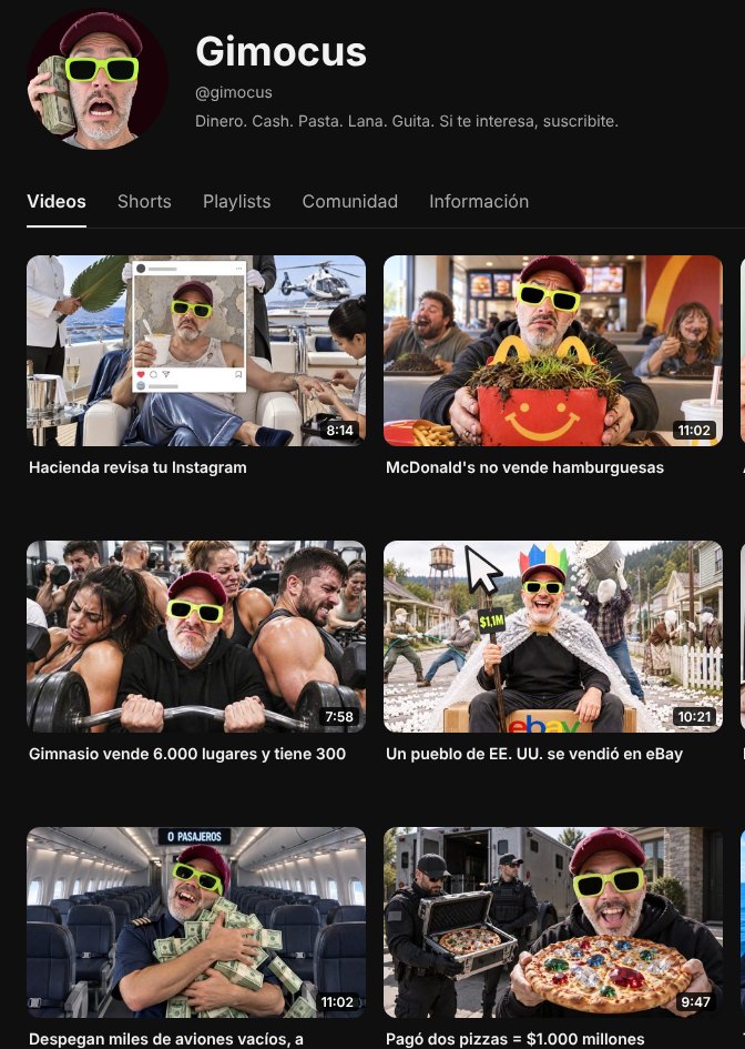 El canal de Gimocus en YouTube